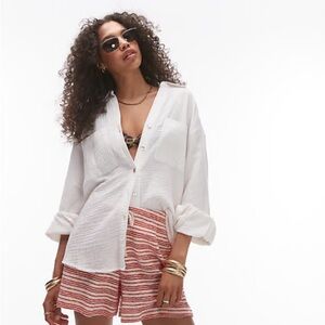 Topshop Cotton Casual Textured Shirt - 4